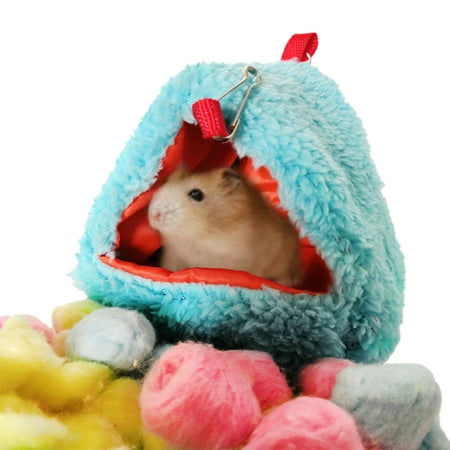Shulemin Boat Bucket Shaped Hamster House Hanging Sleeping Bag Cotton Nest Pet Supplies Blue
