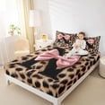 thumbnail image 3 of Erosebridal Abstract Cheetah Pattern Full Size Sheets For Kids,Classic Leopard Print Letter N Monogram Bed Sheets 4-Piece, 3 of 6