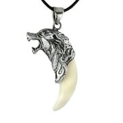 Yaoping Vintage Spike Wolf Head Rope Pendant Necklace Men Retro Antique Wolf Necklace for Fashion Tooth Pendant Jewelry