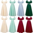 thumbnail image 2 of Vestido de la Edad Media de 5 colores, dulce, con mangas voladoras, con cordones, cintura suelta, vestido amplio con vuelo y hombros descubiertos, 2 of 6