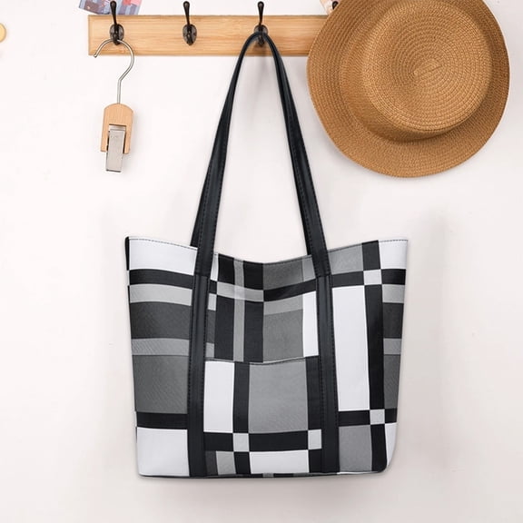 Tote Bag for Women, Large Tote Bag with Shoulder Strap, PVC Lattice Design Handbag for Work, Travel, and Daily Use
