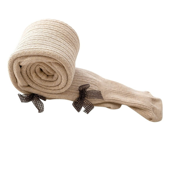 Caqnni Toddler Kids Baby Little Girls Cotton Thick Polar Fleece Jacket Lined Warm Full Leggings Knitted Pantihose Sweatpants (2-4 Years,A01-Khaki)