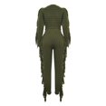 thumbnail image 2 of Gibobby Sudaderas de Forro Polar y Pantalones Conjunto casual de suéter con flecos de manga larga de punto sólido para mujer(Verde,XL), 2 of 5