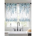 thumbnail image 4 of Sheer Curtain Panels Eucalyptus Leaves Rod Pocket Voile Window Curtains Berry Leaf Branch Teal Window Treatments Ligh Filtering Privacy Curtain Drapes for Bedroom Living Room 2 Panel Set 54 Inch, 4 of 9