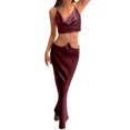 thumbnail image 1 of VISgogo Conjunto de falda larga para mujer Sin mangas Halter Tops brillantes con diamantes de imitación + Conjunto de fiesta de falda larga de cintura alta VISgogo  moda, 1 of 3