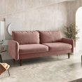 thumbnail image 6 of Enor Furniture Anacapa 70" Round Arm Upholstered Modern Velvet Sofa in Pink, 6 of 15
