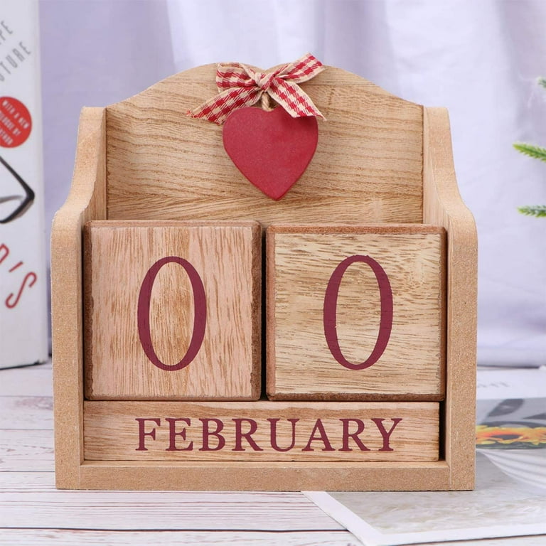 Vintage Wooden Blocks Perpetual Calendar, Wooden Perpetual Desk Calendar  Home and Office Decoration - Walmart.com