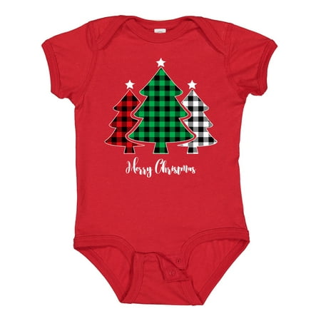 

Inktastic Plaid Christmas Tree Trio Gift Baby Boy or Baby Girl Bodysuit