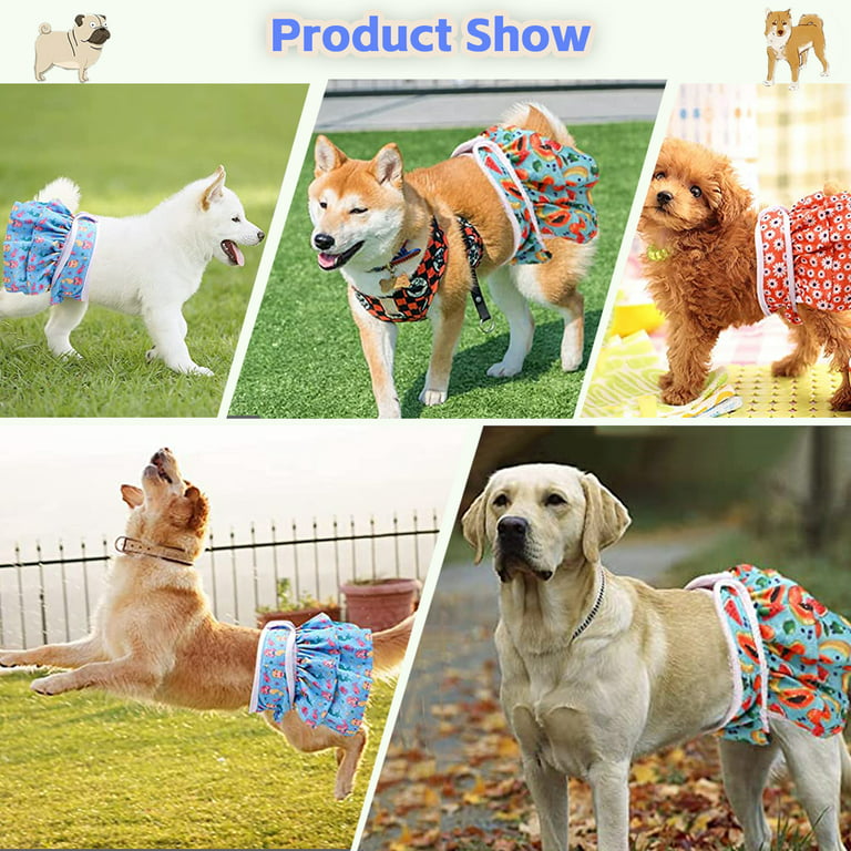 Female Dog Diapers, 3pk Washable Puppy Nappies, Reusable Pet Panties for  Heat Cycle, Absorbent Wraps Pants for Small Medium Large Water Dogs in
