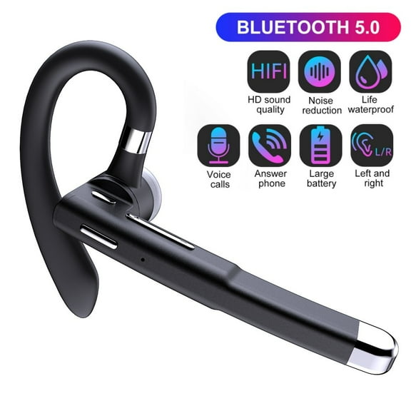 Bluetooth Headset, Wireless Bluetooth Earpiece V4.1 8-10 Hours Talktime Stereo Noise Cancelling Mic, Compatible for iPhone Android Cell Phones Driving/Business/Office (Black)