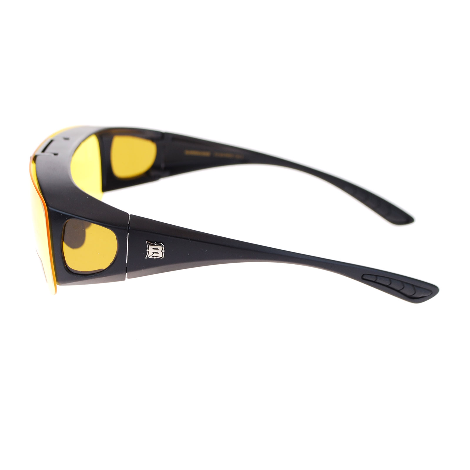 Barricade Large Mens Polarized Flip Up Fitover Sunglasses Black Yellow - image 3 of 3