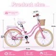 thumbnail image 6 of Dolonm 20" Kids Bike for Ages 7-10, Lightweight High-Carbon Steel Frame Cruiser Bike, Girls Bicycle with Wicker Basket & Rear Seat, No Training Wheels, Pink, 6 of 7