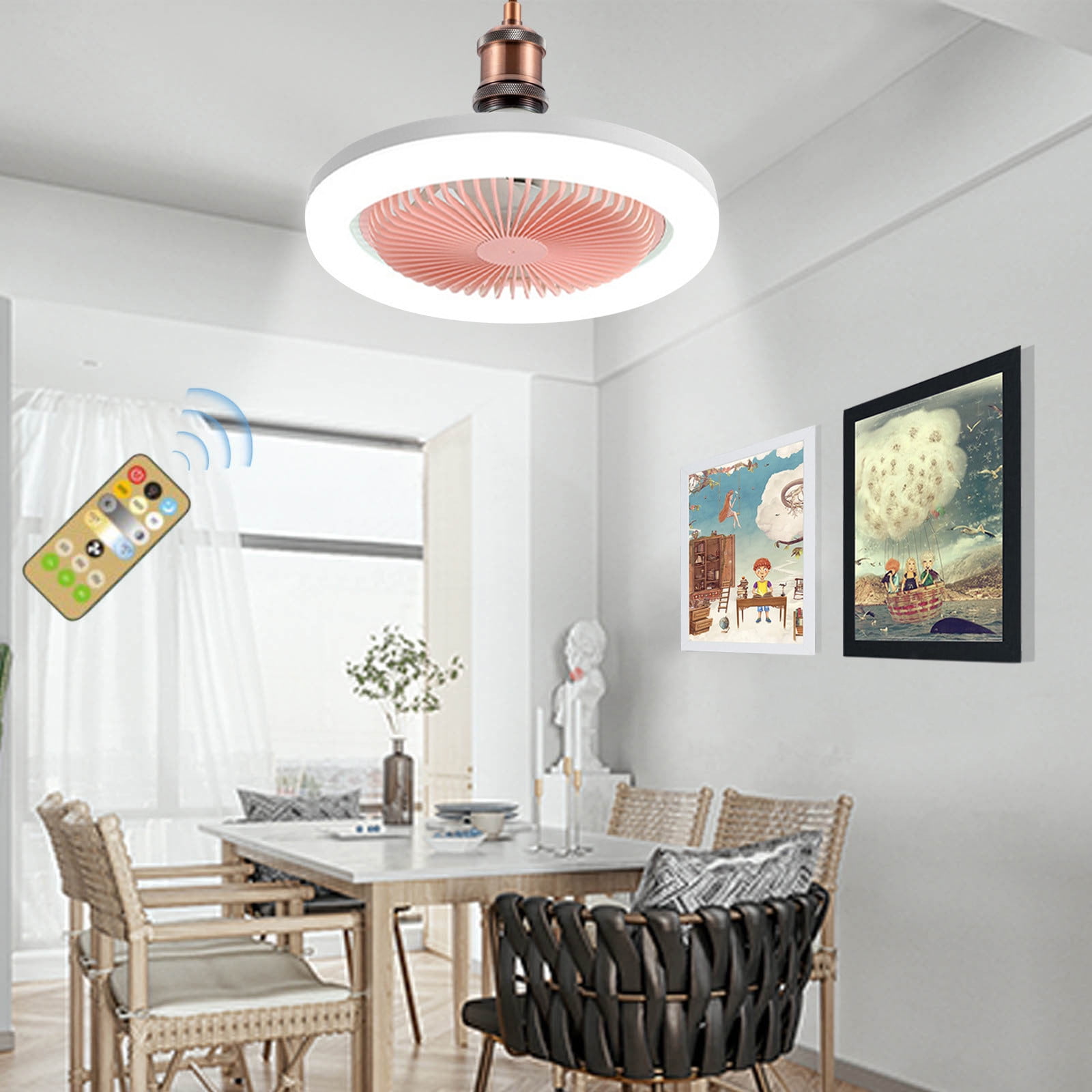 NGTEVOOS Clearance Ceiling Fan with Lights,Enclosed Low Profile Fan