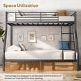 thumbnail image 4 of Twin over Full Low Profile Bunk Bed for All Ages, 500 lbs Capacity Metal Frame with Safety Rail and Ladder, No Box Spring, Fits Low Ceilings, Dorm Apartment, Black, 4 of 8