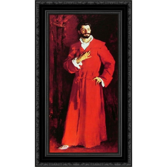 Dr Pozzi at Home 16x24 Black Ornate Wood Framed Canvas Art by Sargent, John Singer