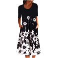 thumbnail image 3 of CNKOO Femmes Grande Taille Impression Col Rond Robe Demi-Manche Été Rétro Robes de Plage Florales pour les Femmes 2022, 3 of 6