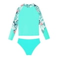 thumbnail image 3 of YONGHS Kids Girls Bathing Suit Long Sleeve Rash Guard Shirts with Briefs Sun Protection Beach Swimwear Lake Green 6, 3 of 7