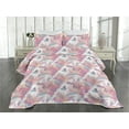 thumbnail image 2 of Ambesonne Fantasy Garden Quilted Coverlet 2 Pcs, Swirling Dreamy Leaf, Twin Size, Pale Fuchsia Sea Blue, 2 of 4