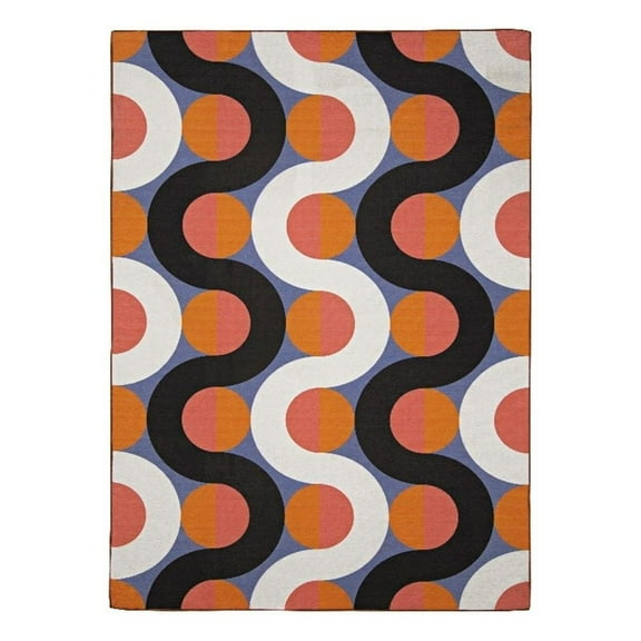 Linon Indoor Outdoor Machine Washable Adira Accent 3'x5' Rug in Orange/Pink