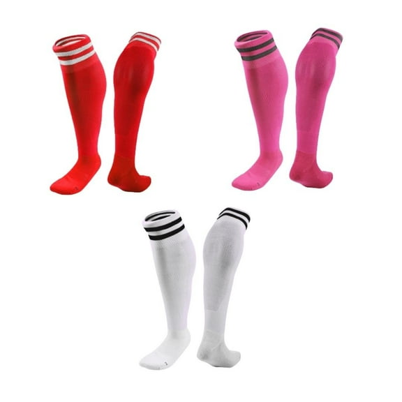 Lian LifeStyle 3 Pairs Knee High Sports Socks for Soccer, Softball, Baseball, Soccer, and Many Other Sports XL002 Size S Red,Rose,White