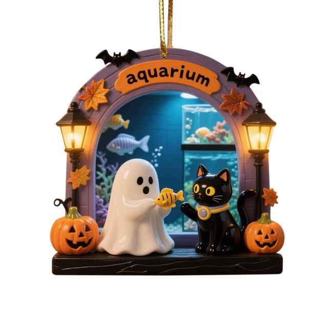 Uuiauoio Spooky Cute Halloween Hanging Ornament, Adorable Ghost Scene Decor , Holiday Tree Decoration for Home and Party, Halloween Display Decorations