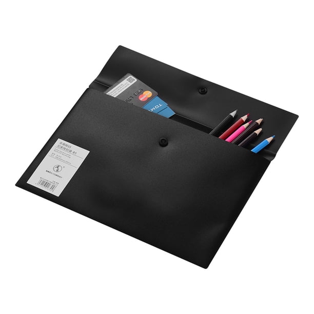 Carpeta de sobres de tamaño B5 PP Bolsa de almacenamiento de plástico Porta documentos Carpeta de ar Abanopi Negro