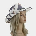 thumbnail image 6 of ROZYARD Curved Brim Woman Men Fedoras Hat for Spring Summer Elegant Lady Trilby Felt Church Thicken Hat Windproof for Fashion Thicken Cowgirl Hat with Cow Print Pattern Western Style Hat Windproof, 6 of 20