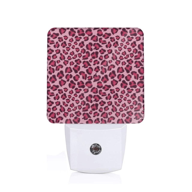 Balery Rose Leopard Print Luz Nocturna LED con Sensor Automático, Enchufe con Sensor Crepuscular, Luz Suave de 0.5W para Dormitorio, Pasillo, Baño-UK