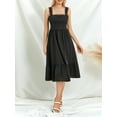 thumbnail image 3 of ZAXARRA Robe Midi Décontractée d'Été pour Femmes Couleur Unie/imprimé Floral Sans Manches Dos Nu à Volants Robe Trapèze Mode Soirée, 3 of 9