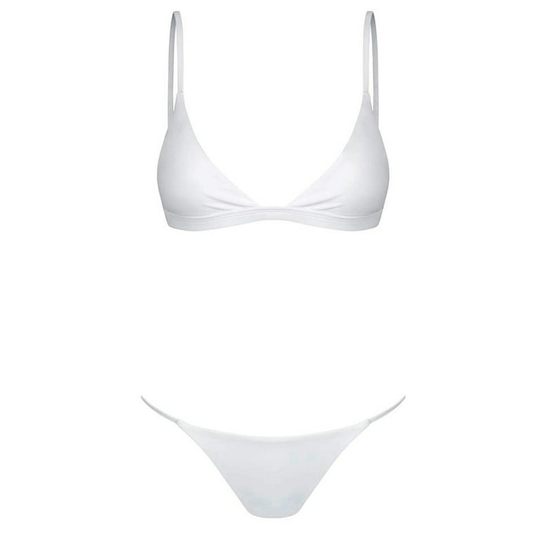 bikinis for women Women's Fashion White Zipper Bikini Bandage Low Waist  Separate Swimsuit womens bikini