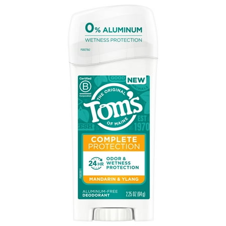 Tom's of Maine Complete Protection Aluminum-Free Natural Deodorant for Women, Mandarin & Ylang, 2.25 Oz
