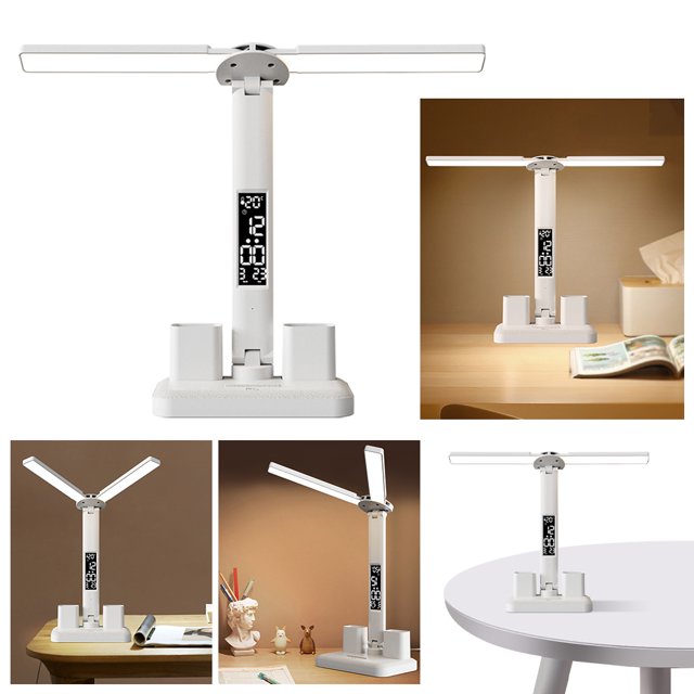 Lámpara escritorio multifuncional con calendario nocturna táctil con portalápices Lámpara escritorio con portalápices multifuncional (Recargable 3600mA) Modelo recargable-3600mah