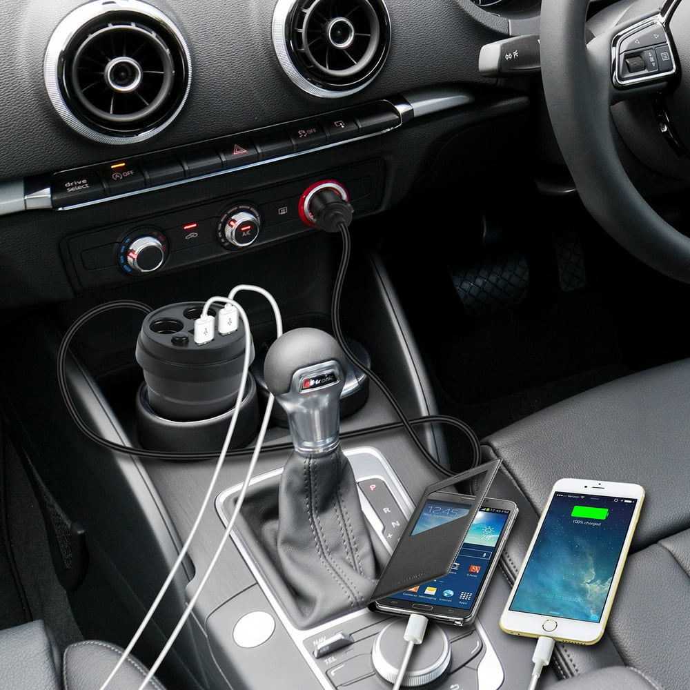 Dual Cigarette Lighter Dual USB Port Car Charger