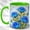Green, variant on Blue Rose Bouquet Accent Mug, 11oz Ceramic Coffee Cup for Rose Lovers