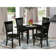 HomeStock Mountain Lodge 5-Piece Dinette Set 4 Wood Dining Chairs With Slatted Back And Wooden Seat And Butterfly Leaf Dining Room Table With Rectangular Top And 4 Legs- Black Finish
