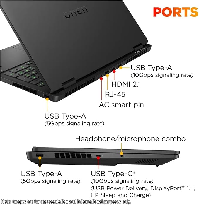 HP OMEN Gaming Laptop, AMD Ryzen 9-8940HX, 16 GB DDR5 RAM, 1 TB PCIe SSD, 16" WOXGA (2560 x 1600)Display, Nvidia G-Force RTX 5070, Backlit Keyboard, W11 Pro, Shadow Black