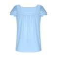 thumbnail image 3 of Byoo Tween Girl Solid Square Neck Blouse Shirt Short Sleeve Eyelet Ruffle Sleeve Casual Pullover Shirt Soft T Shirt, 3 of 6