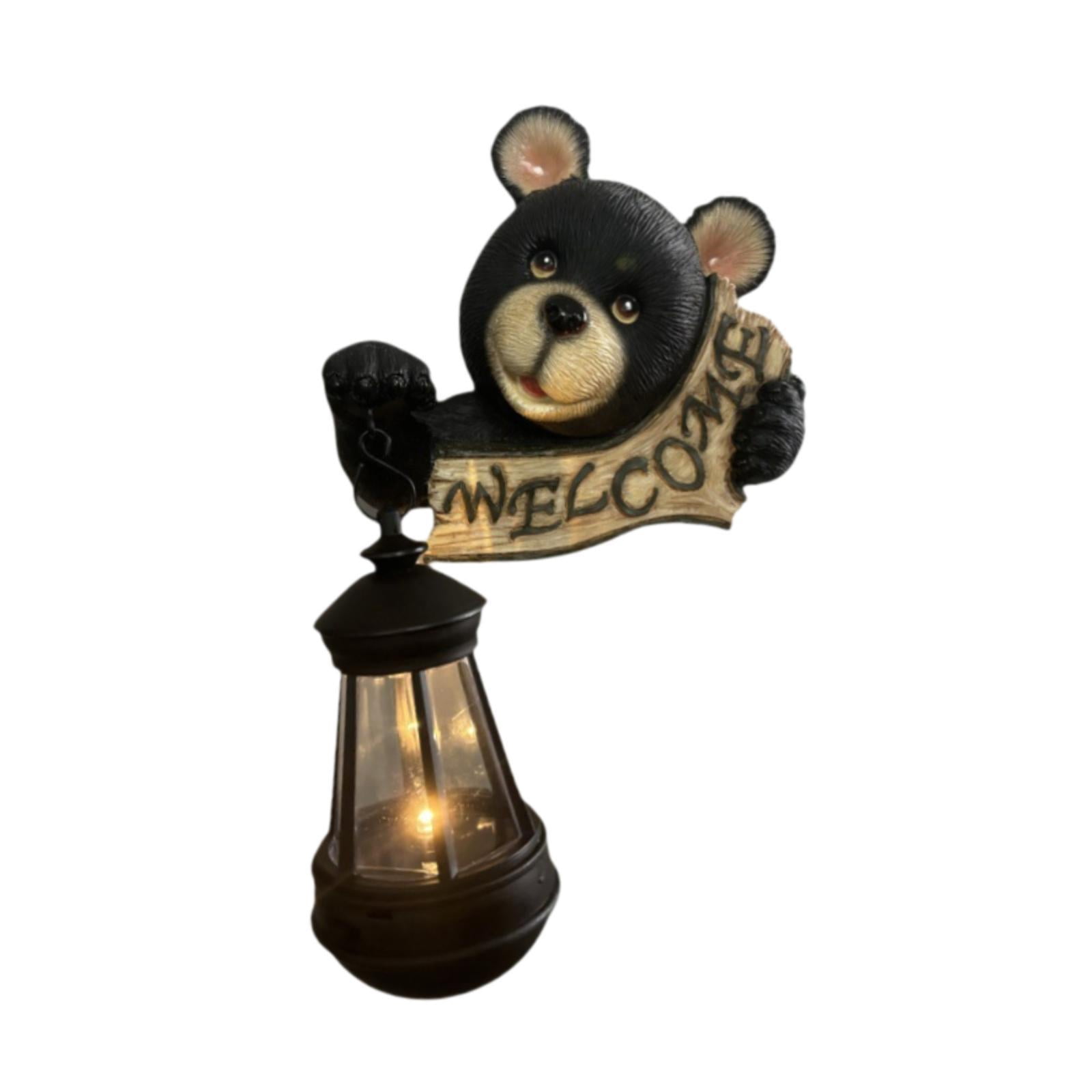 Colaxi Bear Outdoor Statue Bear Solar Light with Solar Lantern Landscape Lamp Gift Crafts Resin Sculpture for Yard Garden Patio Lawn