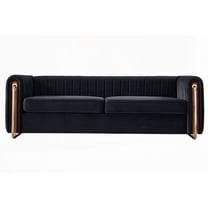 Modern Velvet Sofa - 84.25''W, Gold Legs, Comfort for 3
