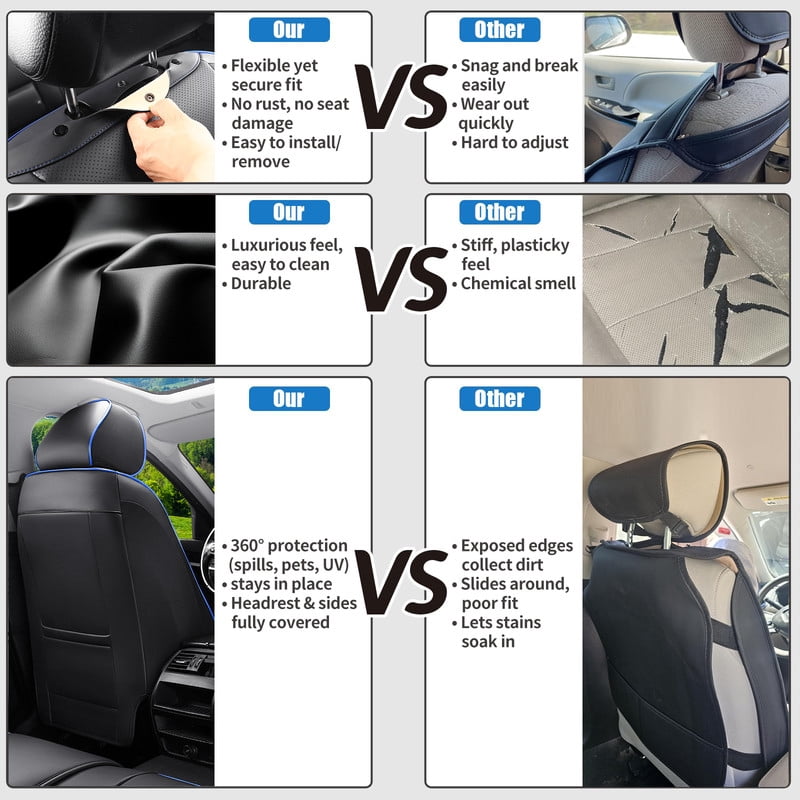 Car Seat Covers Full Set For Hyundai Elantra 2002-2024 2025, Breathable Waterproof Nappa Leather Auto Seat Protectors with Lumbar Support, Luxury Automotive Interior Accessories
