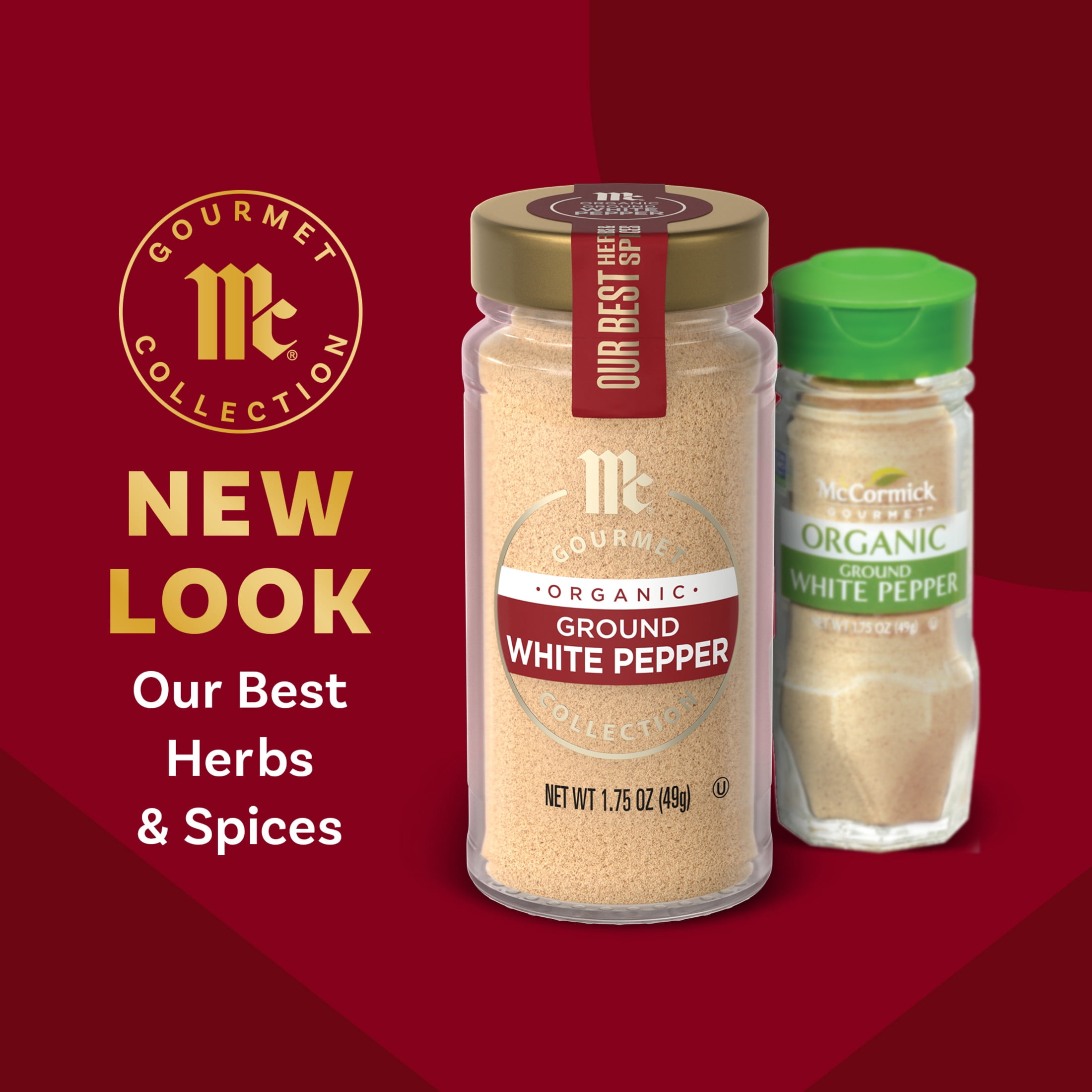 McCormick Gourmet Non-GMO Organic Ground White Pepper, 1.75 oz Bottle