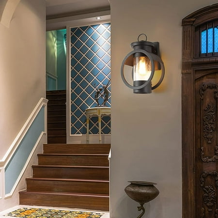 

OUKANING Black Outdoor Wall light for Indoor Bedroom Outdoor Porch-Not included bulb