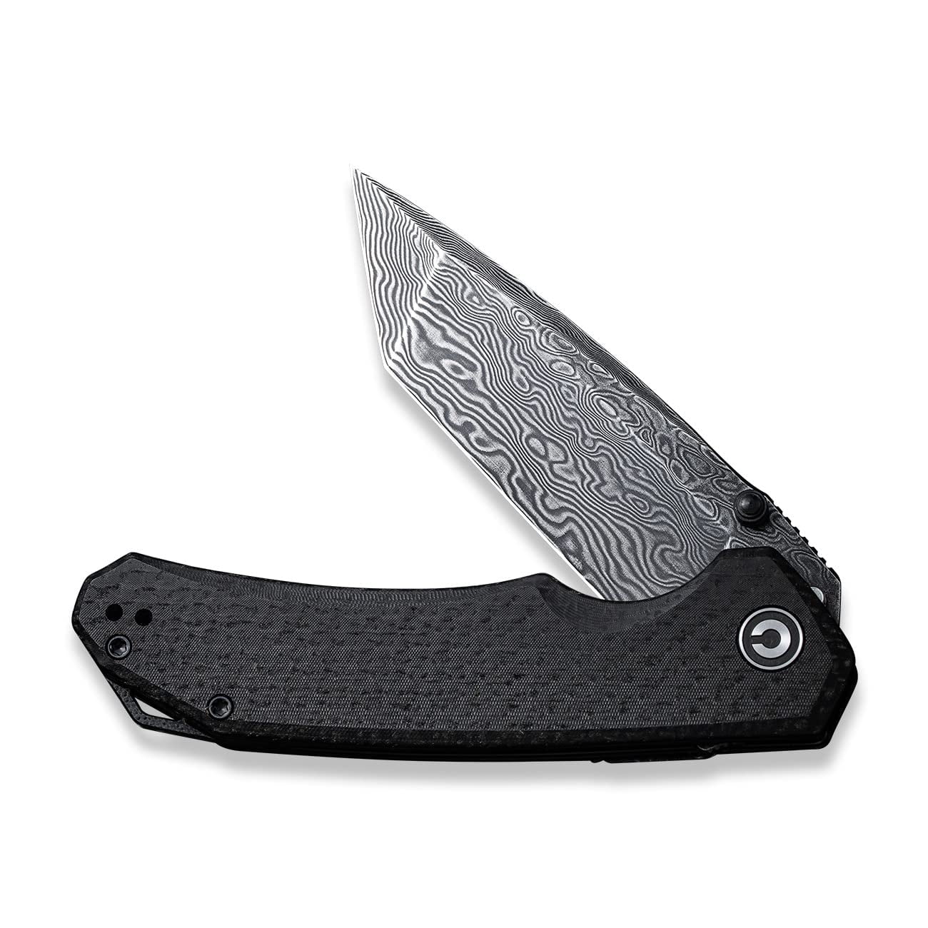 CIVIVI Brazen Pocket Knife with Clip Folding Knife 3.5 Inch Damascus Blade Black Micarta Handle C2023DS-1