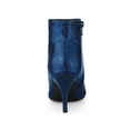 thumbnail image 2 of BLISSFUL STEP Women's Glitter Pointed Toe Stiletto Heels Ankle Boot Blue 7, 2 of 7