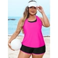 thumbnail image 6 of SHEWIN Tankini Bathing Suits for Women 3 Piece Swim Suits Summer Tankinis with Shorts Swimsuits Plus Size Swimsuit Rose 2XL, 6 of 10
