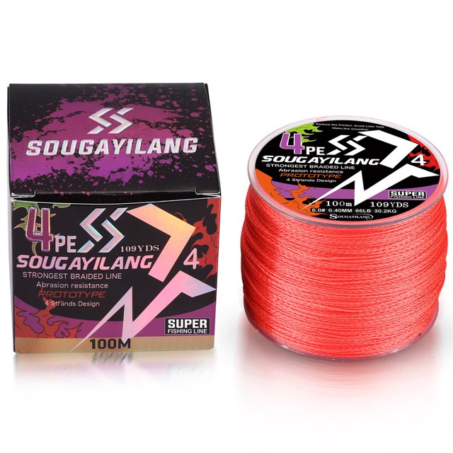 Sougayilang 100m Línea De Pesca Fuerte Trenzada 4 Hebras Aparejos (18-66LB)