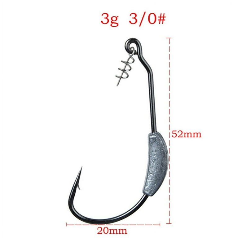 Stamens Fish Hook,5 Pcs Weighted Fishing Hooks Barbed Jig Hooks With  Twistlock Drop Shot Hooks Swimbait Bait Fish Hook For Soft Plastics(3g) 