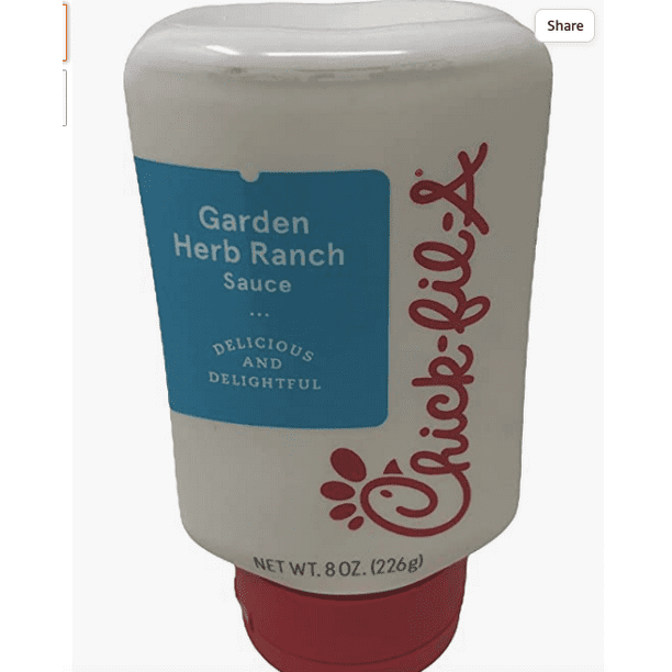 Chick fil A Garden herb ranch Sauce 8 Oz. Squeeze Bottle