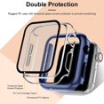 thumbnail image 2 of Compatible with Apple Watch Screen Protector 44mm SE iWatch Case Series 6 5 4, 2 Pack Full Coverage Hard PC Bumper Case Protective Face Cover for Women Men, Black/Blue, 44 mm, 2 of 5