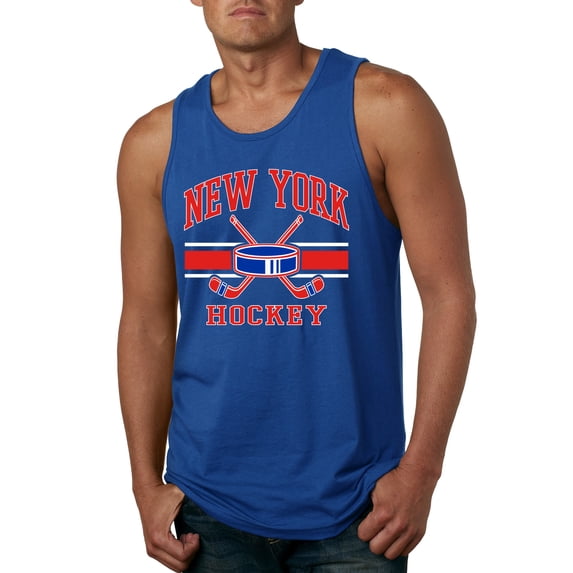 Wild Bobby City of New York NY Hockey Fantasy Fan Sports Men's Tank Top, Royal, X-Large